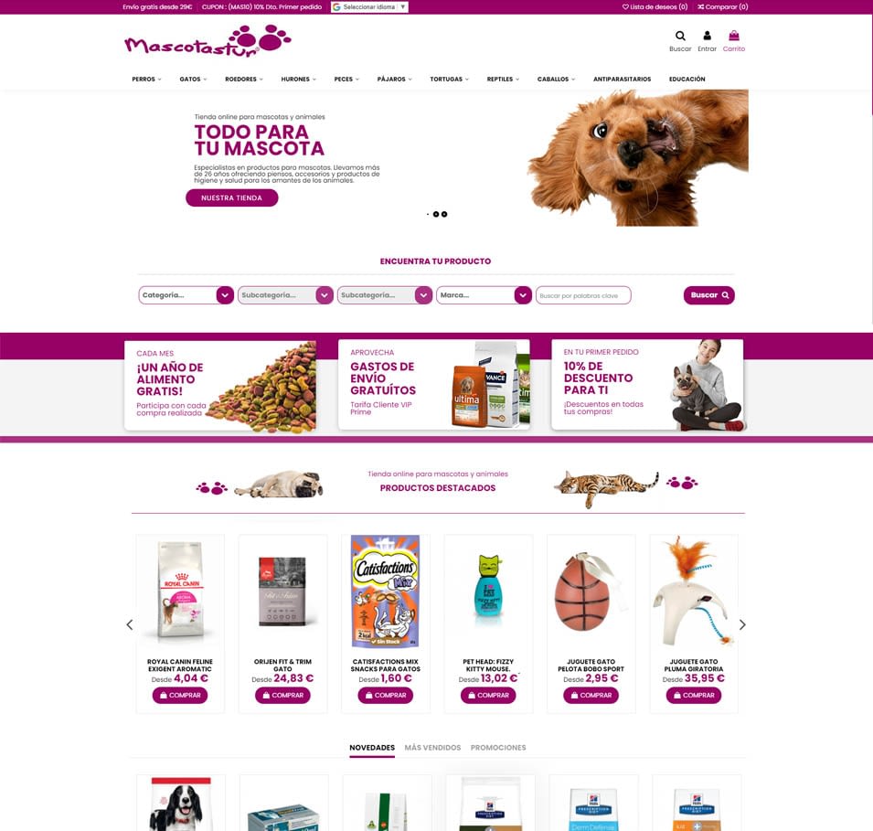Como diseñar una tienda online para mascotas. Prisma Imagen y Diseño.