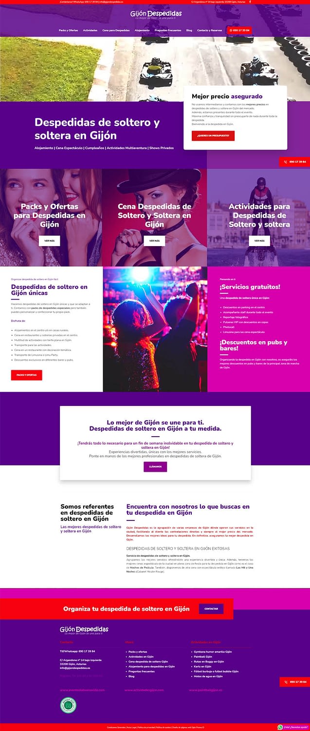Diseño web para empresa de actividades al aire libre. Diseño de páginas web en Gijón. Prisma ID - 1