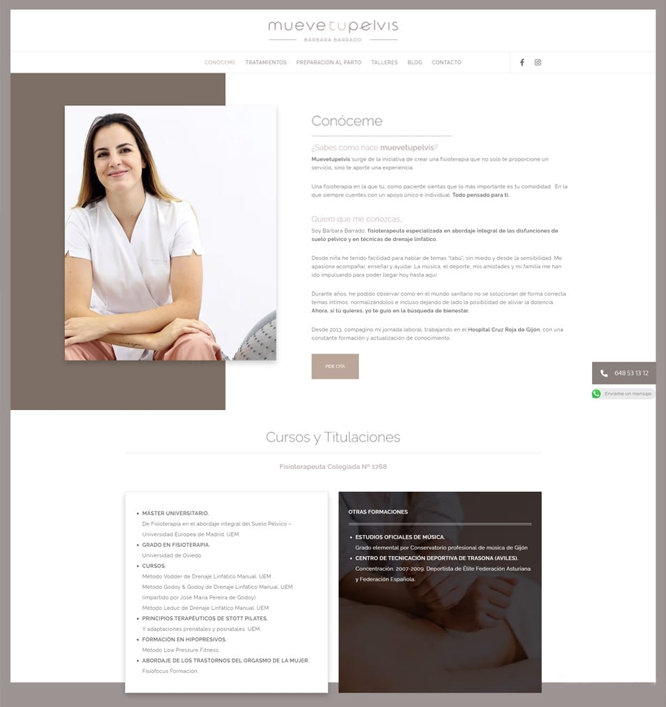Diseño de páginas web para fisioterapeutas